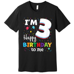 Kids Three 3yr 3th Birthday Happy Birthday Boys Girls 3 Years Old Premium T-Shirt