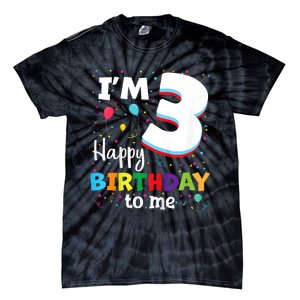 Kids Three 3yr 3th Birthday Happy Birthday Boys Girls 3 Years Old Tie-Dye T-Shirt