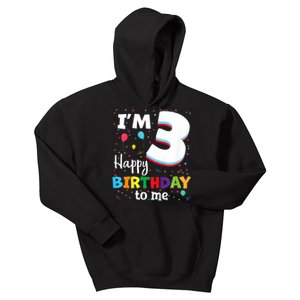 Kids Three 3yr 3th Birthday Happy Birthday Boys Girls 3 Years Old Kids Hoodie