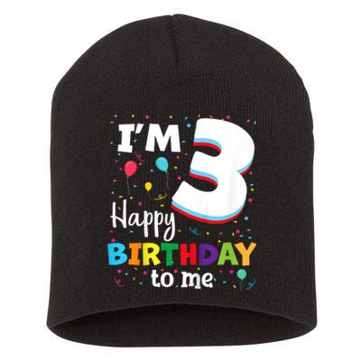 Kids Three 3yr 3th Birthday Happy Birthday Boys Girls 3 Years Old Short Acrylic Beanie