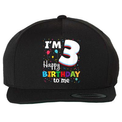 Kids Three 3yr 3th Birthday Happy Birthday Boys Girls 3 Years Old Wool Snapback Cap