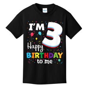 Kids Three 3yr 3th Birthday Happy Birthday Boys Girls 3 Years Old Kids T-Shirt