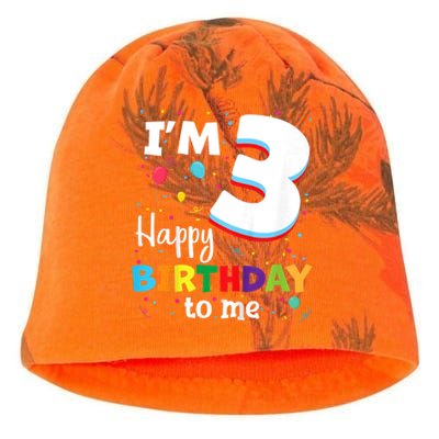 Kids Three 3yr 3th Birthday Happy Birthday Boys Girls 3 Years Old Kati - Camo Knit Beanie