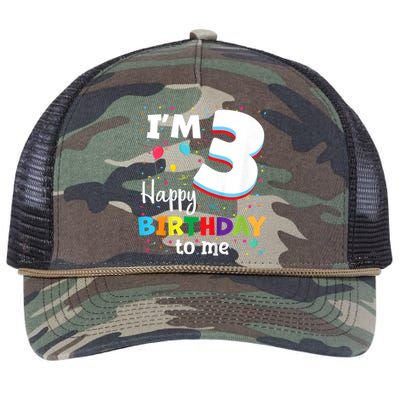 Kids Three 3yr 3th Birthday Happy Birthday Boys Girls 3 Years Old Retro Rope Trucker Hat Cap