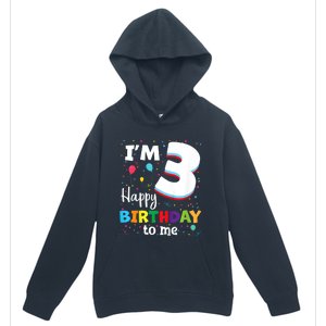 Kids Three 3yr 3th Birthday Happy Birthday Boys Girls 3 Years Old Urban Pullover Hoodie