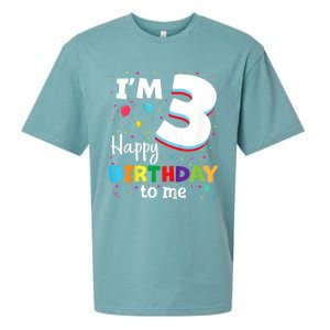 Kids Three 3yr 3th Birthday Happy Birthday Boys Girls 3 Years Old Sueded Cloud Jersey T-Shirt