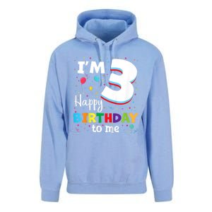 Kids Three 3yr 3th Birthday Happy Birthday Boys Girls 3 Years Old Unisex Surf Hoodie