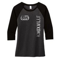 Knoxville Tennessee 865 Area Code Vintage Retro Women's Tri-Blend 3/4-Sleeve Raglan Shirt