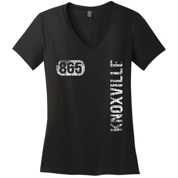 Knoxville Tennessee 865 Area Code Vintage Retro Women's V-Neck T-Shirt