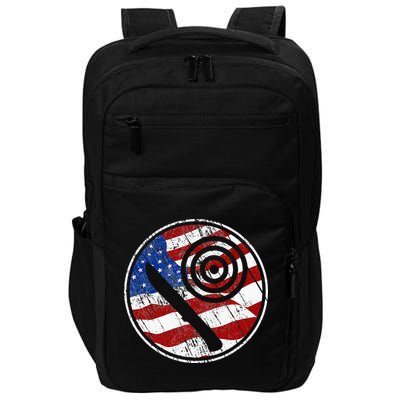 Knife Throwing American Flag Vintage Knife Throwing Impact Tech Backpack