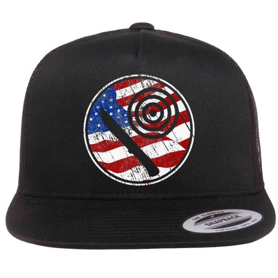 Knife Throwing American Flag Vintage Knife Throwing Flatbill Hat