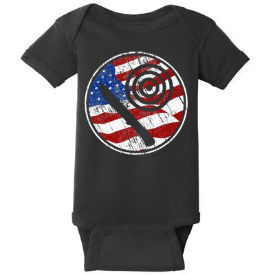 Knife Throwing American Flag Vintage Knife Throwing Baby Bodysuit