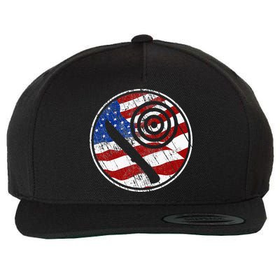 Knife Throwing American Flag Vintage Knife Throwing Wool Snapback Cap