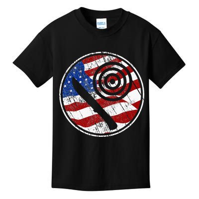 Knife Throwing American Flag Vintage Knife Throwing Kids T-Shirt