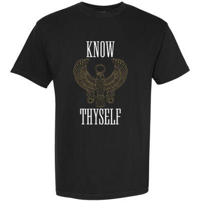 Know Thyself Ancient Egyptian God Horus Kemetic Ankh Gift Garment-Dyed Heavyweight T-Shirt