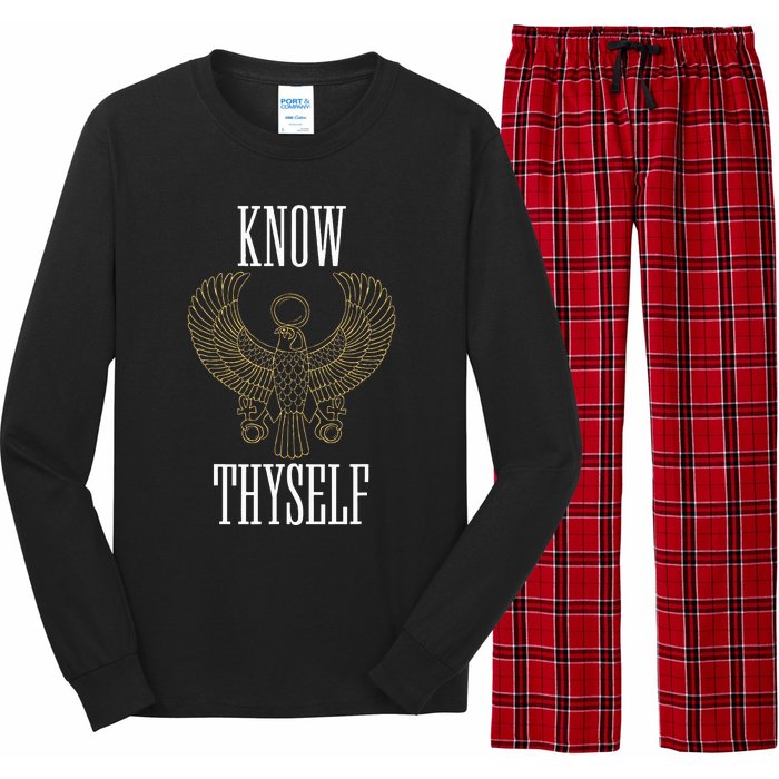 Know Thyself Ancient Egyptian God Horus Kemetic Ankh Gift Long Sleeve Pajama Set