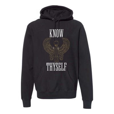 Know Thyself Ancient Egyptian God Horus Kemetic Ankh Gift Premium Hoodie