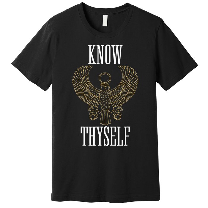 Know Thyself Ancient Egyptian God Horus Kemetic Ankh Gift Premium T-Shirt