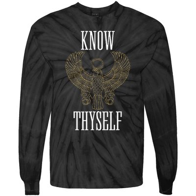 Know Thyself Ancient Egyptian God Horus Kemetic Ankh Gift Tie-Dye Long Sleeve Shirt