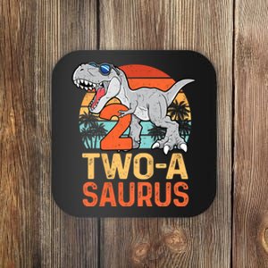 Kids Two A Saurus Rex 2nd Birthday Dinosaur 2 Year Old Coaster