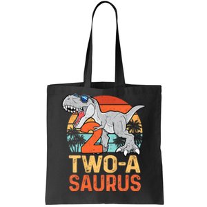 Kids Two A Saurus Rex 2nd Birthday Dinosaur 2 Year Old Tote Bag