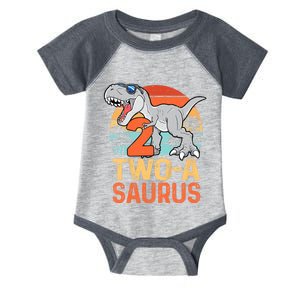 Kids Two A Saurus Rex 2nd Birthday Dinosaur 2 Year Old Infant Baby Jersey Bodysuit