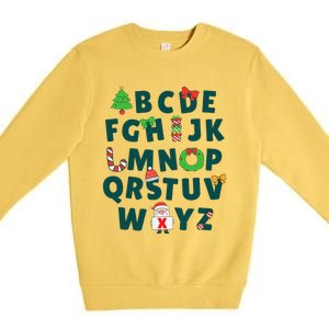 Kindergarten Teacher Abcs Learning School Christmas Alphabet Premium Crewneck Sweatshirt