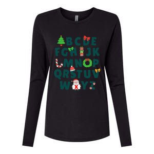 Kindergarten Teacher Abcs Learning School Christmas Alphabet Womens Cotton Relaxed Long Sleeve T-Shirt