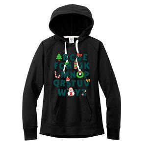 Kindergarten Teacher Abcs Learning School Christmas Alphabet Women's Fleece Hoodie