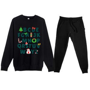 Kindergarten Teacher Abcs Learning School Christmas Alphabet Premium Crewneck Sweatsuit Set