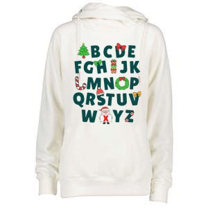 Kindergarten Teacher Abcs Learning School Christmas Alphabet Womens Funnel Neck Pullover Hood