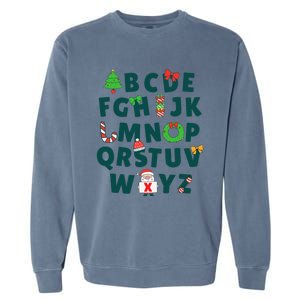 Kindergarten Teacher Abcs Learning School Christmas Alphabet Garment-Dyed Sweatshirt