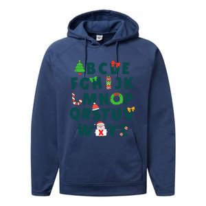 Kindergarten Teacher Abcs Learning School Christmas Alphabet Performance Fleece Hoodie