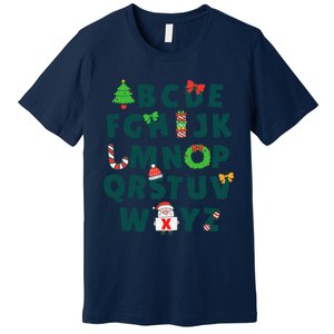 Kindergarten Teacher Abcs Learning School Christmas Alphabet Premium T-Shirt