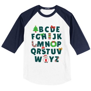 Kindergarten Teacher Abcs Learning School Christmas Alphabet Baseball Sleeve Shirt