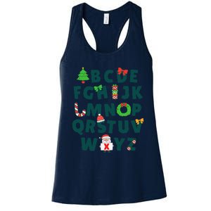 Kindergarten Teacher Abcs Learning School Christmas Alphabet Women's Racerback Tank