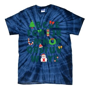 Kindergarten Teacher Abcs Learning School Christmas Alphabet Tie-Dye T-Shirt