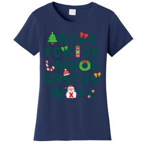 Kindergarten Teacher Abcs Learning School Christmas Alphabet Women's T-Shirt