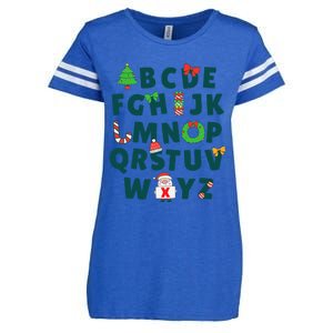 Kindergarten Teacher Abcs Learning School Christmas Alphabet Enza Ladies Jersey Football T-Shirt