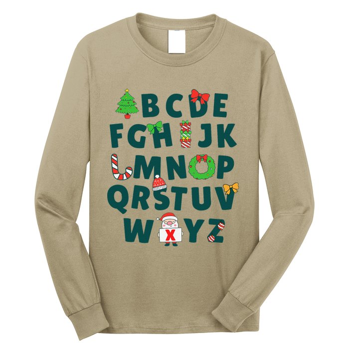 Kindergarten Teacher Abcs Learning School Christmas Alphabet Long Sleeve Shirt