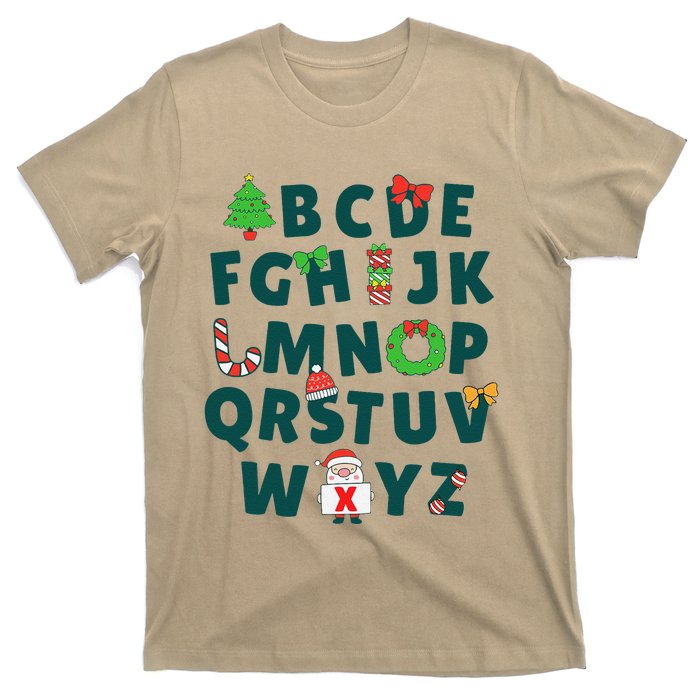 Kindergarten Teacher Abcs Learning School Christmas Alphabet T-Shirt