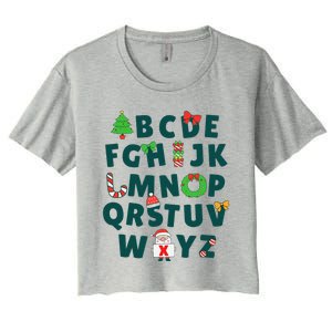 Kindergarten Teacher Abcs Learning School Christmas Alphabet Women's Crop Top Tee