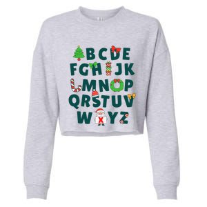 Kindergarten Teacher Abcs Learning School Christmas Alphabet Cropped Pullover Crew