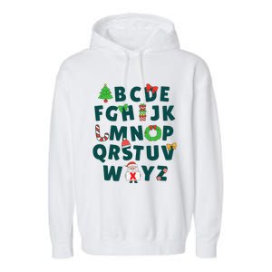 Kindergarten Teacher Abcs Learning School Christmas Alphabet Garment-Dyed Fleece Hoodie