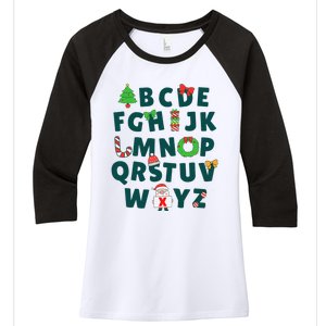 Kindergarten Teacher Abcs Learning School Christmas Alphabet Women's Tri-Blend 3/4-Sleeve Raglan Shirt