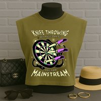 Knife Throwing Because Darts Are Too Mainstream Garment-Dyed Women's Muscle Tee