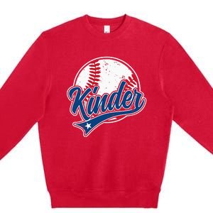 Kindergarten Team Back To School Baseball Player Premium Crewneck Sweatshirt