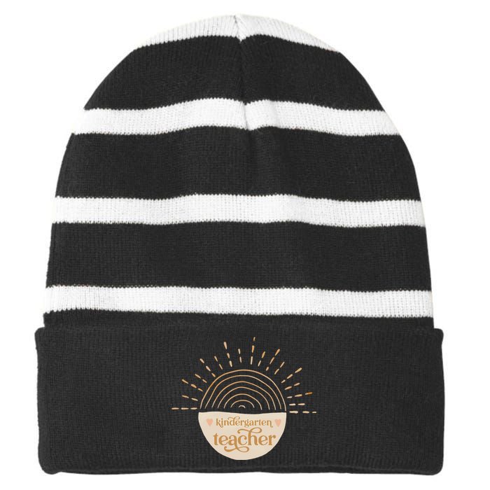 Kindergarten Teacher Back To School Striped Beanie with Solid Band