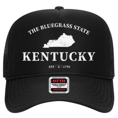 Kentucky The Bluegrass State High Crown Mesh Back Trucker Hat