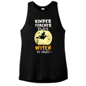 Kinder Teacher By Day Witch By Night Gift Kindergarten Gift Ladies PosiCharge Tri-Blend Wicking Tank